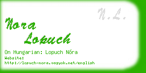 nora lopuch business card